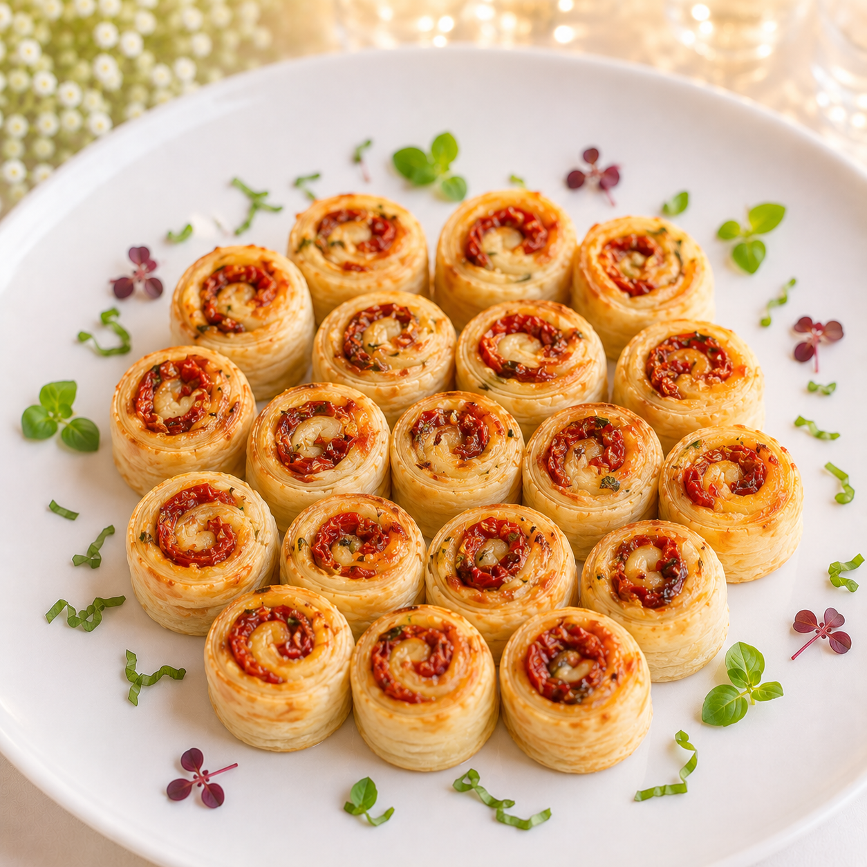 Мини-слойка с сыром и томатами