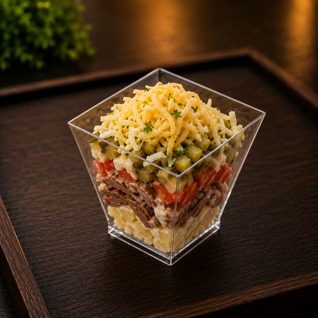 Салат с говядиной и маринованными огурцами