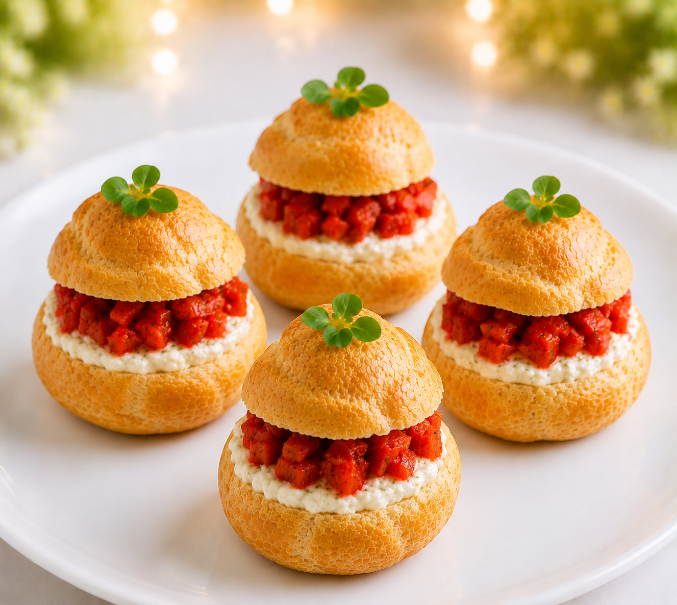 С муссом из феты и печёного перца